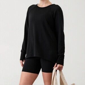 Athleta Coaster Luxe Recover Black Sweatshirt Women's XS Athleisure Activewear